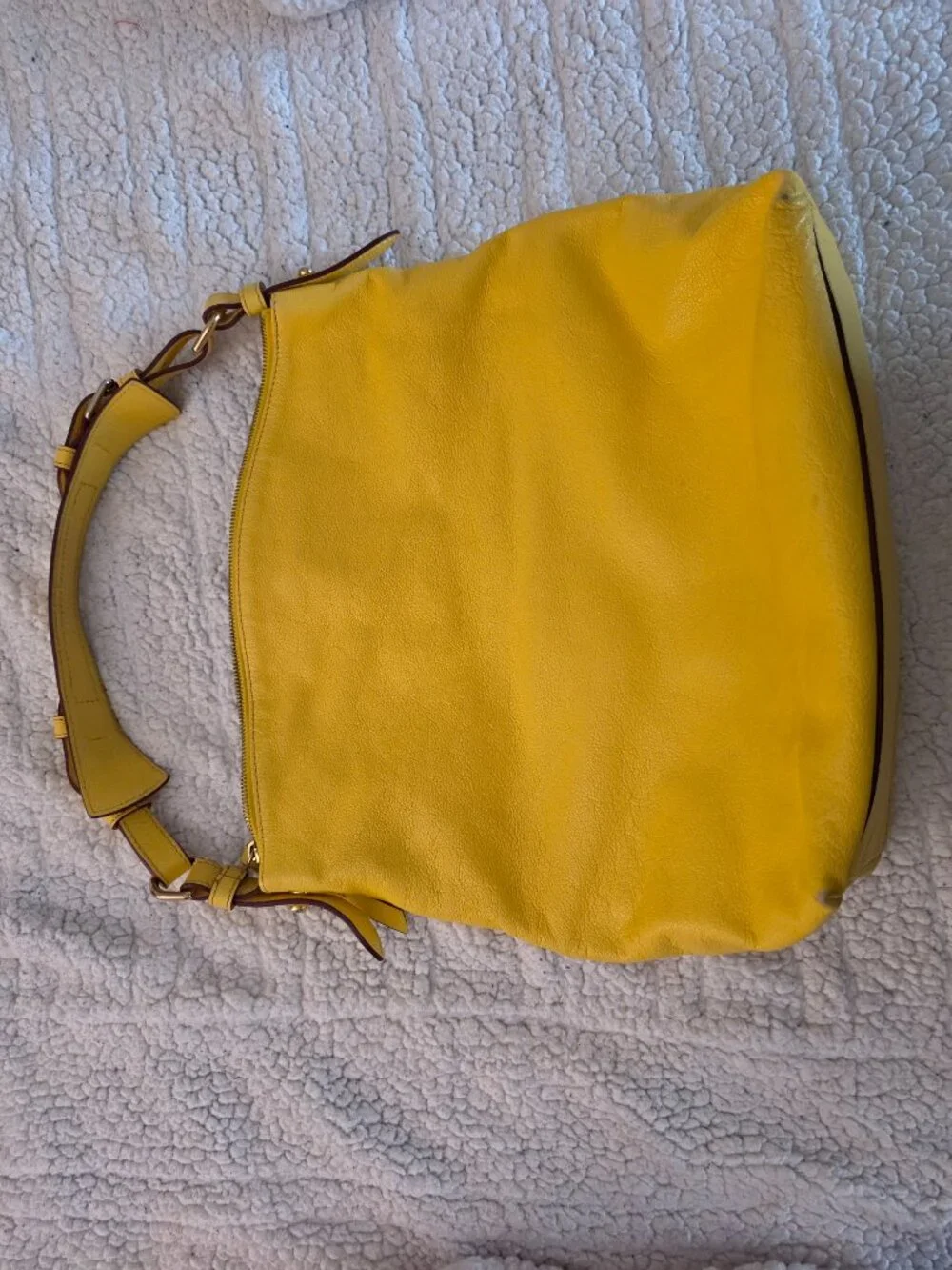 Yellow Pebbled Leather Dooney - Picture 4 of 6